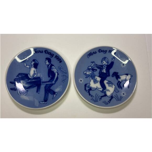 Porsgrund Other - Norway Porsgrund Mors Dag/Fars Dag Mother/Father Day Vintage 1974 Plates Blue